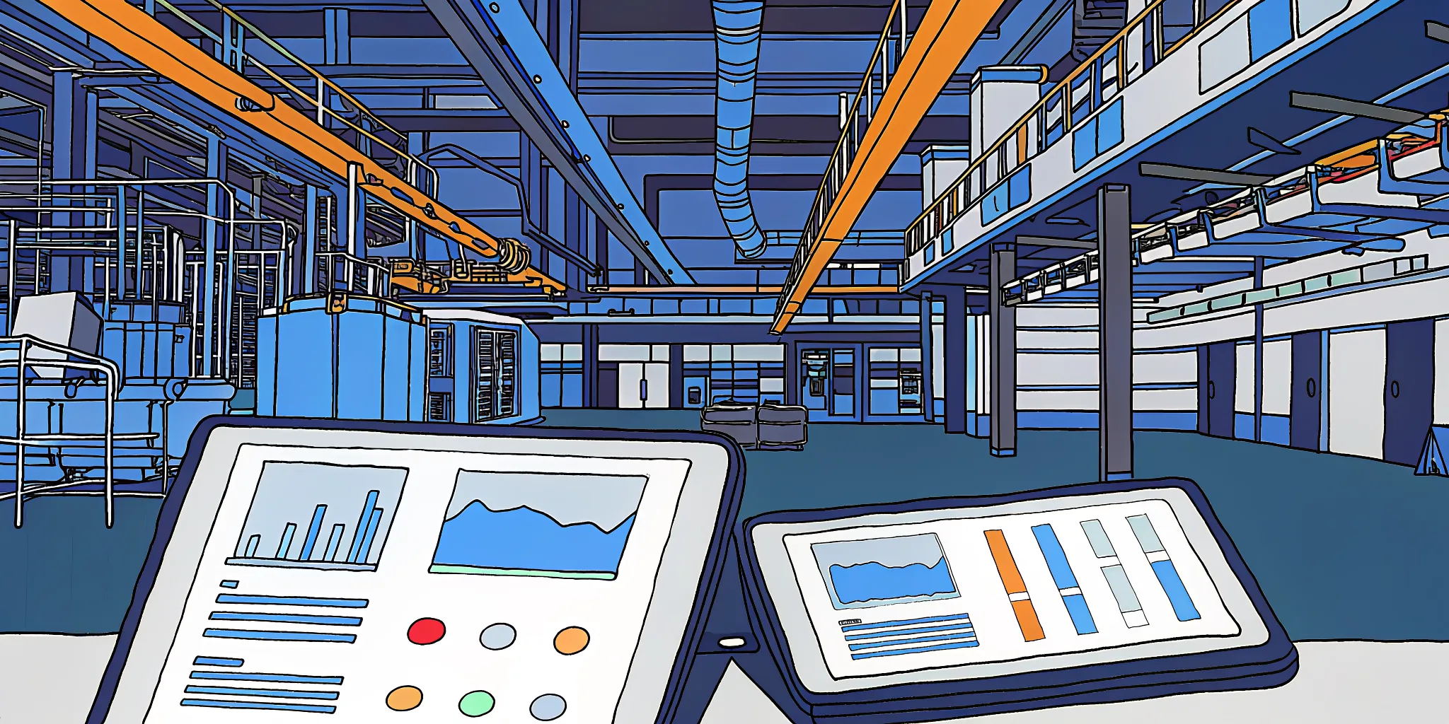 Digital dashboard displaying Salesforce CRM analytics and manufacturing production metrics