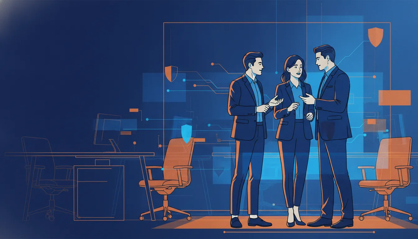 Financial services leaders reviewing a Salesforce security proposal together
