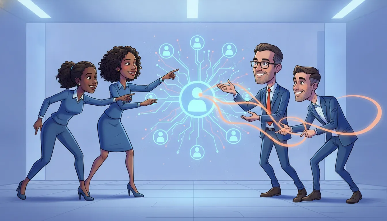 Fintech team mapping connected customer and transaction workflows