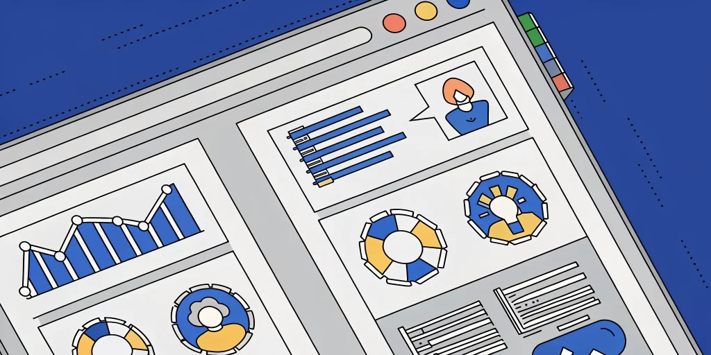 Salesforce Experience Cloud implementation dashboard illustration.