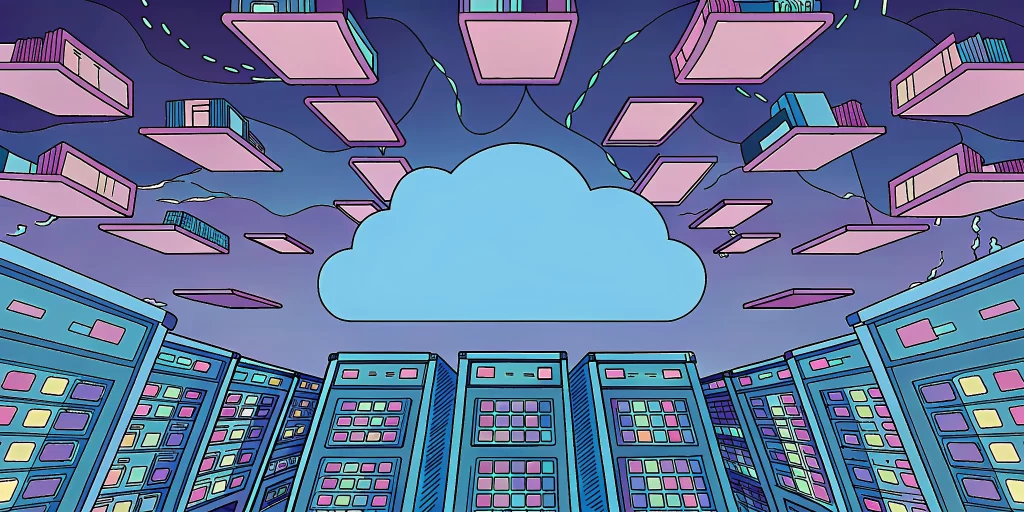 A clean illustration showing stylized database folders and fields migrating into a secure cloud CRM