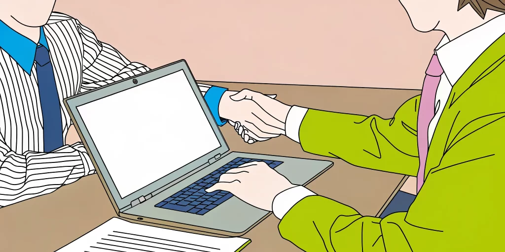 Two business professionals reviewing a Salesforce managed services contract